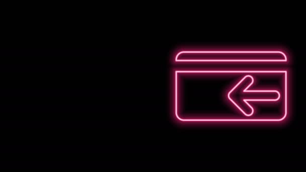 Leuchtende Leuchtschrift Cash Back Symbol isoliert auf schwarzem Hintergrund. Kreditkarte. Finanzdienstleistungen, Gelderstattung, Kapitalrendite, Sparbuch. 4K Video Motion Grafik Animation — Stockvideo