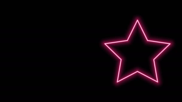 黒の背景に孤立したネオンラインの星のアイコンを光る。お気に入り、最高の評価、賞のシンボル。4Kビデオモーショングラフィックアニメーション — ストック動画