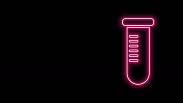 Glowing neon line Test tube or flask - chemical laboratory test icon isolated on black background. Laboratory, scientific glassware sign. 4K Video motion graphic animation — Stock Video