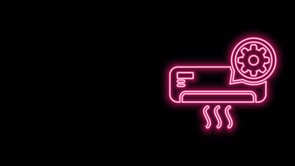 Glödande neon line Luftkonditionering och redskap ikon isolerad på svart bakgrund. Justera app, servicekoncept, inställningsalternativ, underhåll, reparation, fixering. 4K Video motion grafisk animation — Stockvideo