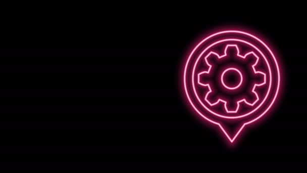 Gloeiende neon lijn Instellen pictogram geïsoleerd op zwarte achtergrond. Gereedschap, service, tandwiel, tandwiel, tandwielbord. 4K Video motion grafische animatie — Stockvideo