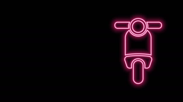 Žhnoucí neonové linie Scooter ikona izolované na černém pozadí. Grafická animace pohybu videa 4K — Stock video