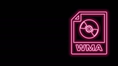 Parlayan neon hattı WMA dosya belgesi. Siyah arkaplanda wma düğmesi simgesi indir. WMA dosya sembolü. Wma müzik format işareti. 4K Video hareketli grafik canlandırması