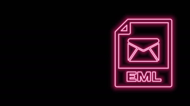 Leuchtende Neon Line EML-Datei Dokument. Laden Sie eml Taste Symbol isoliert auf schwarzem Hintergrund. EML-Dateisymbol. 4K Video Motion Grafik Animation — Stockvideo