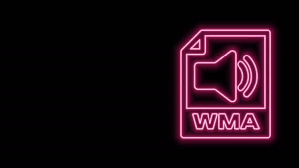 글로잉 네온 라인 WMA 파일 문서. 블랙 배경에서 분리 된 wma 버튼 아이콘을 다운로드 합니다. WMA 파일 심볼. 뮤직 포맷 사인. 4K 비디오 모션 그래픽 애니메이션 — 비디오