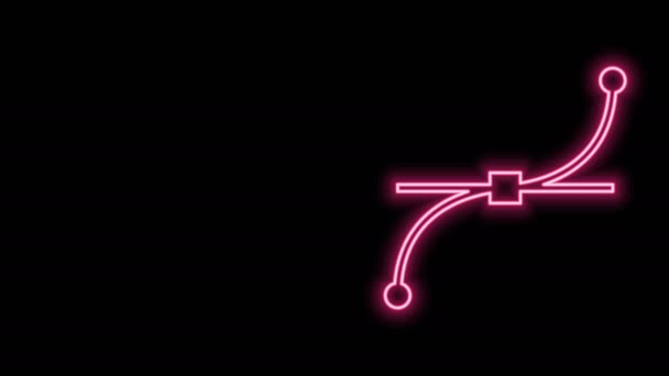 Gloeiende neon lijn Bezier curve icoon geïsoleerd op zwarte achtergrond. Pen gereedschap icoon. 4K Video motion grafische animatie — Stockvideo