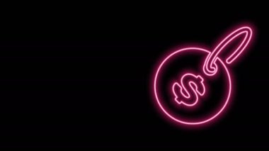 Siyah arka planda dolar simgesiyle parlayan neon hattı Price etiketi. Rozet fiyatına. Dolar sembollü indirim. Reklam etiketi indirimi. 4K Video hareketli grafik canlandırması