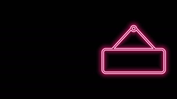 Linea al neon luminosa Icona appesa al cartello isolata su sfondo nero. Adatto per pubblicità bar, caffè, pub, ristorante. Animazione grafica 4K Video motion — Video Stock