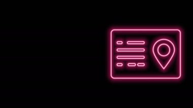 Parlayan neon hattı adres defteri simgesi siyah arkaplanda izole edildi. Telefon rehberi. 4K Video hareketli grafik canlandırması