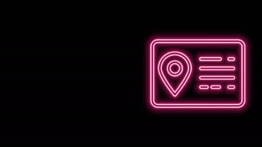 Parlayan neon hattı adres defteri simgesi siyah arkaplanda izole edildi. Telefon rehberi. 4K Video hareketli grafik canlandırması