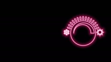Parlayan neon hattı Termostat simgesi siyah arkaplanda izole edildi. Sıcaklık kontrolü. 4K Video hareketli grafik canlandırması