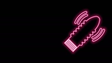 Glowing neon line Dildo vibrator for sex games icon isolated on black background. Sex toy for adult. Vaginal exercise machines for intimate. 4K Video motion graphic animation