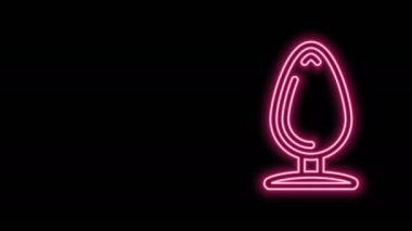 Glowing neon line Anal plug icon isolated on black background. Butt plug sign. Fetish accessory. Sex toy for men and woman. 4K Video motion graphic animation