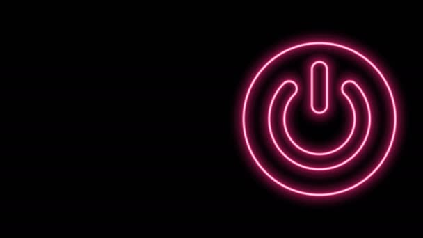 Glödande neon line Ström knappen ikonen isolerad på svart bakgrund. Börja skylt. 4K Video motion grafisk animation — Stockvideo