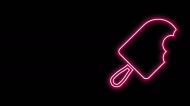 Glowing neon line Ice cream icon isolated on black background. Sweet symbol. 4K Video motion graphic animation — Stock Video