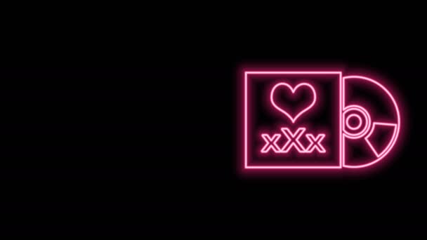 Glowing neon line Disc with inscription Sex icon isolated on black background. Age restriction symbol. 18 plus content sign. Adult channel. 4K Video motion graphic animation — Stock Video