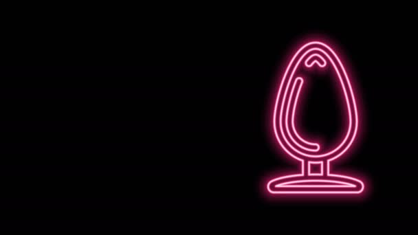 Glowing neon line Anal plug icon isolated on black background. Butt plug sign. Fetish accessory. Sex toy for men and woman. 4K Video motion graphic animation — Stockvideo