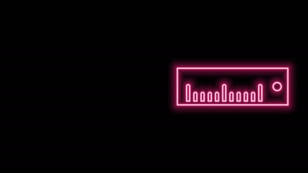 Glowing neon line Ruler icon isolated on black background. Simbol garis lurus. Animasi grafis gerak Video 4K — Stok Video