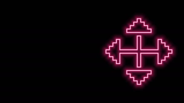 Świecące neon linii Pixel strzałki w czterech kierunkach ikona izolowana na czarnym tle. Znak ruchu kursora. 4K Animacja graficzna ruchu wideo — Wideo stockowe