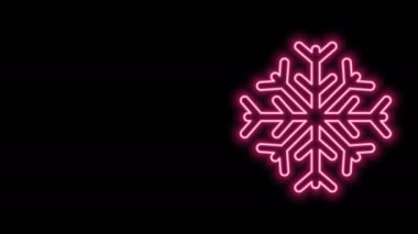 Parlayan neon hattı Kar Tanesi simgesi siyah arkaplanda izole edildi. 4K Video hareketli grafik canlandırması