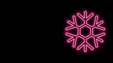 Parlayan neon hattı Kar Tanesi simgesi siyah arkaplanda izole edildi. 4K Video hareketli grafik canlandırması