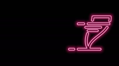 Parlayan neon hattı Tornado simgesi siyah arkaplanda izole edildi. Kasırga, kasırga, fırtına bacası, kasırga ya da hortum ikonu. 4K Video hareketli grafik canlandırması