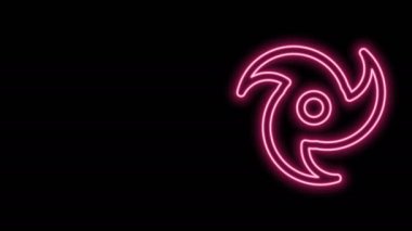 Parlayan neon hattı Tornado simgesi siyah arkaplanda izole edildi. Kasırga, kasırga, fırtına bacası, kasırga ya da hortum ikonu. 4K Video hareketli grafik canlandırması