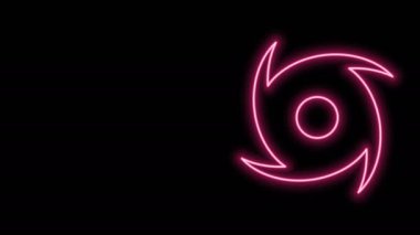 Parlayan neon hattı Tornado simgesi siyah arkaplanda izole edildi. Kasırga, kasırga, fırtına bacası, kasırga ya da hortum ikonu. 4K Video hareketli grafik canlandırması