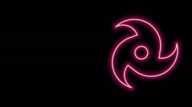 Parlayan neon hattı Tornado simgesi siyah arkaplanda izole edildi. Kasırga, kasırga, fırtına bacası, kasırga ya da hortum ikonu. 4K Video hareketli grafik canlandırması