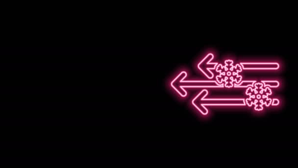 Világító neon vonal Szél és hó ikon elszigetelt fekete háttérrel. Szeles az idő. 4K Videó mozgás grafikus animáció — Stock videók