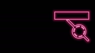 Parlayan neon hattı korsan göz bandı simgesi siyah arkaplanda izole edildi. Korsan aksesuarı. 4K Video hareketli grafik canlandırması