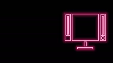 Parlayan neon hattı Akıllı TV simgesi siyah arkaplanda izole edildi. Televizyon tabelası. 4K Video hareketli grafik canlandırması