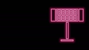 Parlayan neon hattı elektrik ısıtıcısı simgesi siyah arkaplanda izole edildi. Uzaktan kumandalı kızıl ötesi ısıtıcı. Klima kontrolü. 4K Video hareketli grafik canlandırması