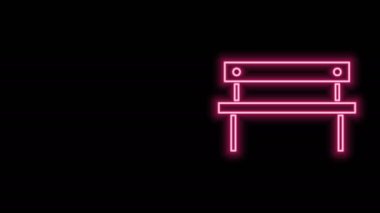 Parlayan neon hattı Bench simgesi siyah arkaplanda izole edildi. 4K Video hareketli grafik canlandırması