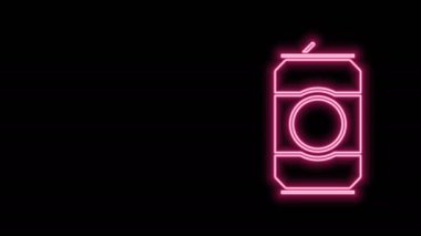 Parlayan neon hattı bira siyah arkaplanda izole edilebilir. 4K Video hareketli grafik canlandırması