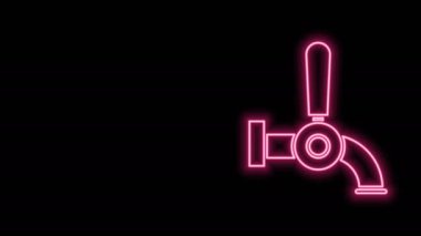 Parlayan neon hattı bira ikonu siyah arkaplanda izole edildi. 4K Video hareketli grafik canlandırması