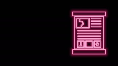 Parlayan neon hattı oyun rehberi simgesi siyah arkaplanda izole edildi. Kullanım kılavuzu, talimatlar, rehber, el kitabı. 4K Video hareketli grafik canlandırması