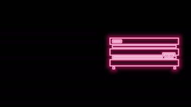 Parlayan neon hattı video oyun konsolu simgesi siyah arkaplanda izole edildi. 4K Video hareketli grafik canlandırması