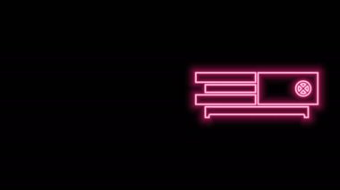 Parlayan neon hattı video oyun konsolu simgesi siyah arkaplanda izole edildi. 4K Video hareketli grafik canlandırması