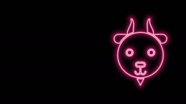 Parlayan neon hattı Aries burç simgesi siyah arka planda izole edildi. Astrolojik yıldız falı koleksiyonu. 4K Video hareketli grafik canlandırması