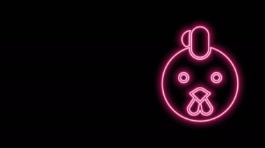 Parlayan neon hattı Rooster burç simgesi siyah arka planda izole edildi. Astrolojik yıldız falı koleksiyonu. 4K Video hareketli grafik canlandırması