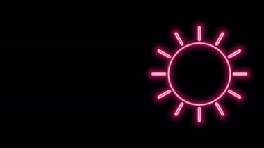 Parlayan neon çizgi simgesi siyah arkaplanda izole edildi. 4K Video hareketli grafik canlandırması