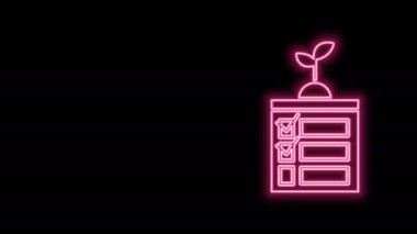 Parlayan neon hattı Akıllı tarım teknolojisi - uygulama simgesindeki zamanlayıcı çiftliği otomasyon sistemi siyah arkaplanda izole edildi. 4K Video hareketli grafik canlandırması