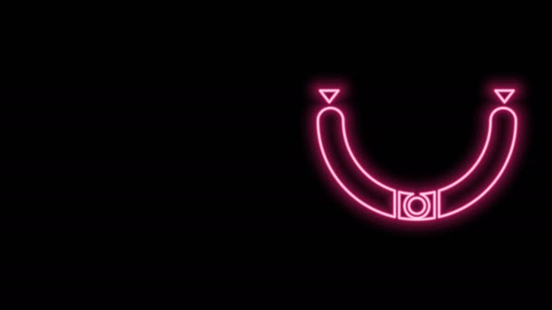 Glowing neon line Sausage icon isolated on black background. Grilled sausage and aroma sign. 4K Video motion graphic animation — Stock Video