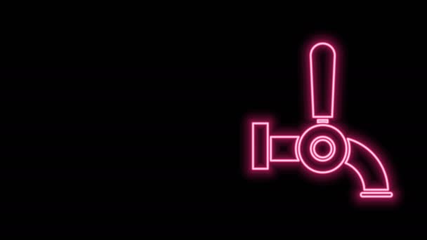 Glowing neon line Beer tap icon isolated on black background. 4K Video motion graphic animation — Stock Video