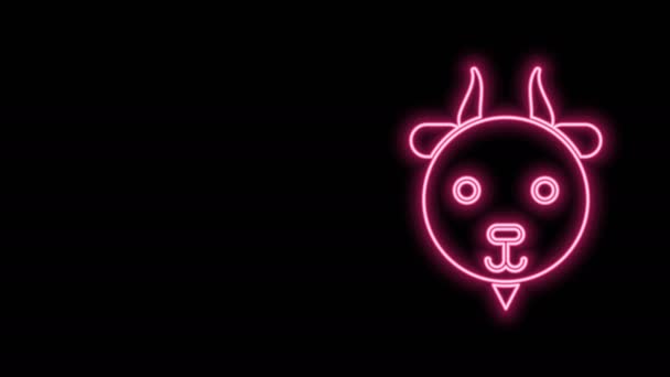 Linea neon incandescente icona segno zodiacale Ariete isolato su sfondo nero. Raccolta astrologica di oroscopi. Animazione grafica 4K Video motion — Video Stock