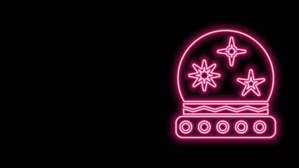 Glowing neon line Magic ball icon isolated on black background. Crystal ball. 4K Video motion graphic animation — Stock Video