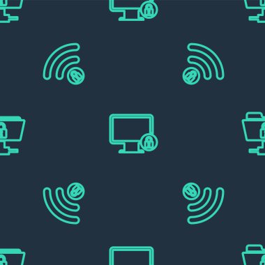 Hat kilidini monitöre ayarla, Wifi kilitlendi ve FTP dizini ve kusursuz desen. Vektör.