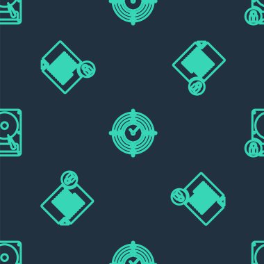 Satır Zaman Yönetimi, Belge ve Kilit ve Sabit disk sürücüsünü pürüzsüz desen üzerine ayarla. Vektör.