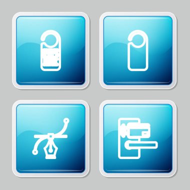 Hattı ayarla. Lütfen rahatsız etmeyin, Bezier eğrisi ve kablosuz ikonlu dijital kapı kilidi. Vektör.